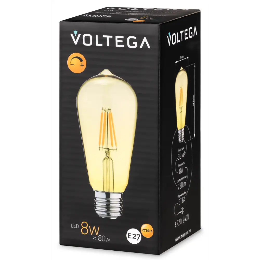 Voltega ST64 - филаментная лампа ретро-дизайн с регулируемой яркостью 89345990 STLM-1492887 - Вид №2