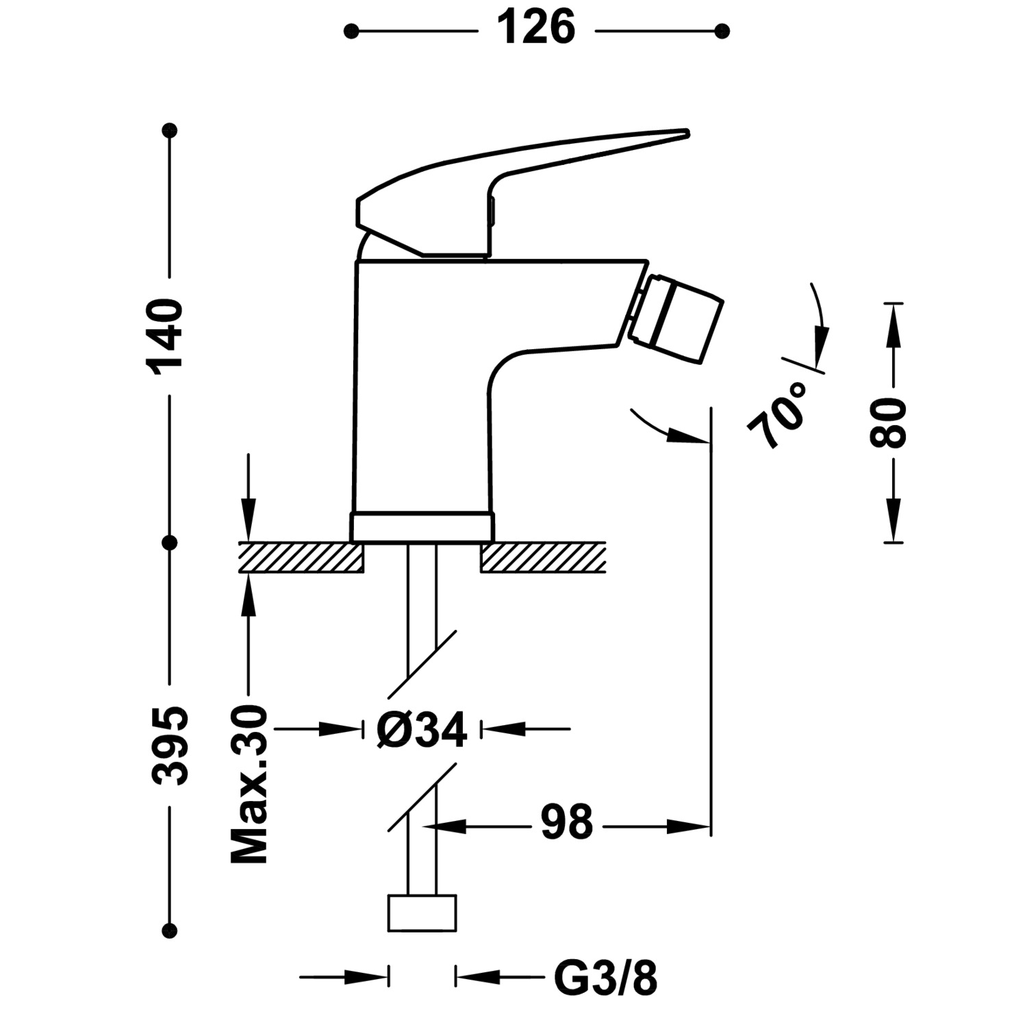 ОСНОВАНИЕ ПЛЮС смеситель для биде с одной ручкой-21612010 TRES Base - Вид №1