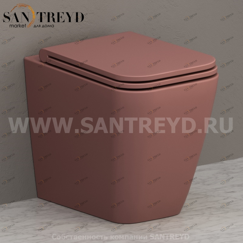 ST004FR Приставной унитаз напольный Розовый Ceramica Globo STONE Италия