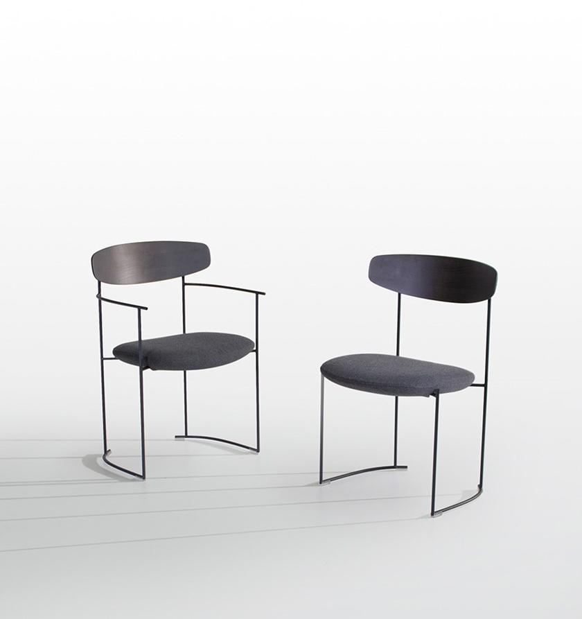 Potocco Стул на санках со спинкой из ясеня и мягким сиденьем Keel 922 - Вид №1