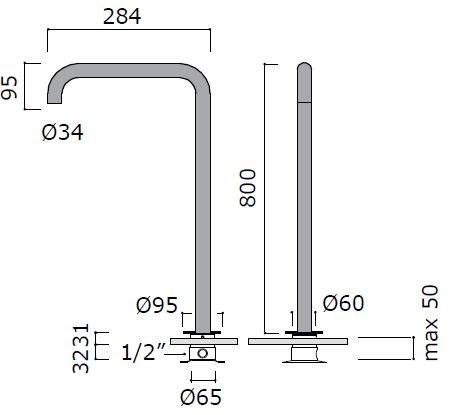 MINA Напольный излив для ванны Dimensione74 6734t - Вид №1