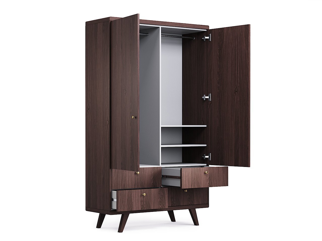 Шкаф распашной двухдверный с ящиками темный дуб Thimon №2 THE IDEA  210434 Коричневый  - Вид №2