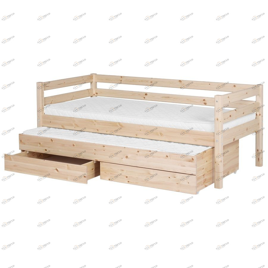 Кровать Flexa Classic с выдвижным спальным местом и ящиками, лакированная, 200 см 9010157101