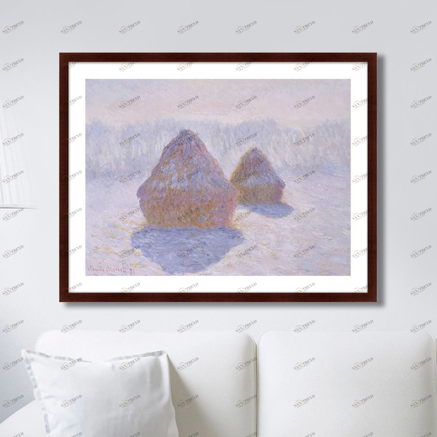 Картина: Haystacks (Effect of Snow and Sun), 1891г. КАРТИНЫ В КВАРТИРУ  264161 Разноцветный 