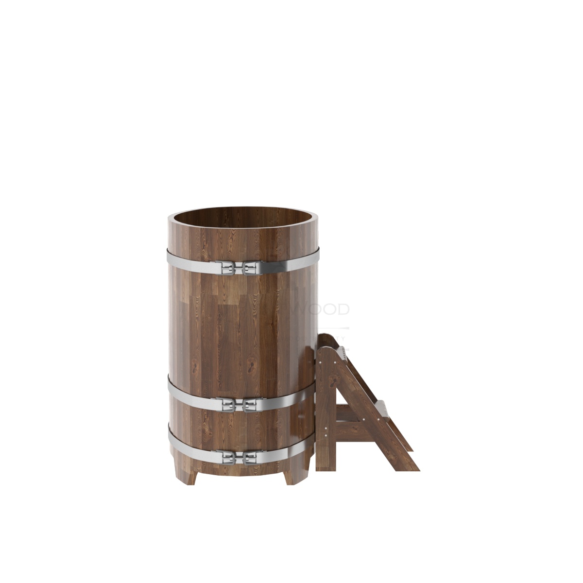 1374 Купель овальная из сращенных ламелей лиственницы 0,69х1,31х1,1 морёная Alyarus  - Вид №2