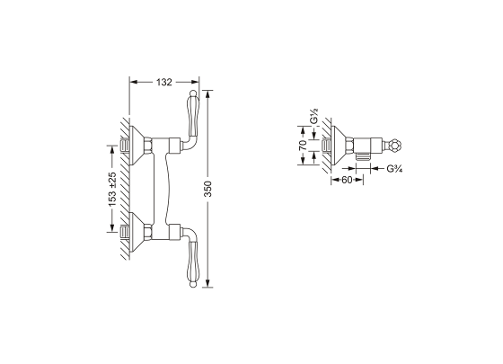 Смеситель для душа ½", настенный монтаж JOERGER Albano 608.20.200.000 - Вид №1