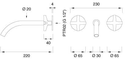 Ceadesign Группа из 2 смесителей открытого / закрытого типа Cross Crx 17 - Вид №1