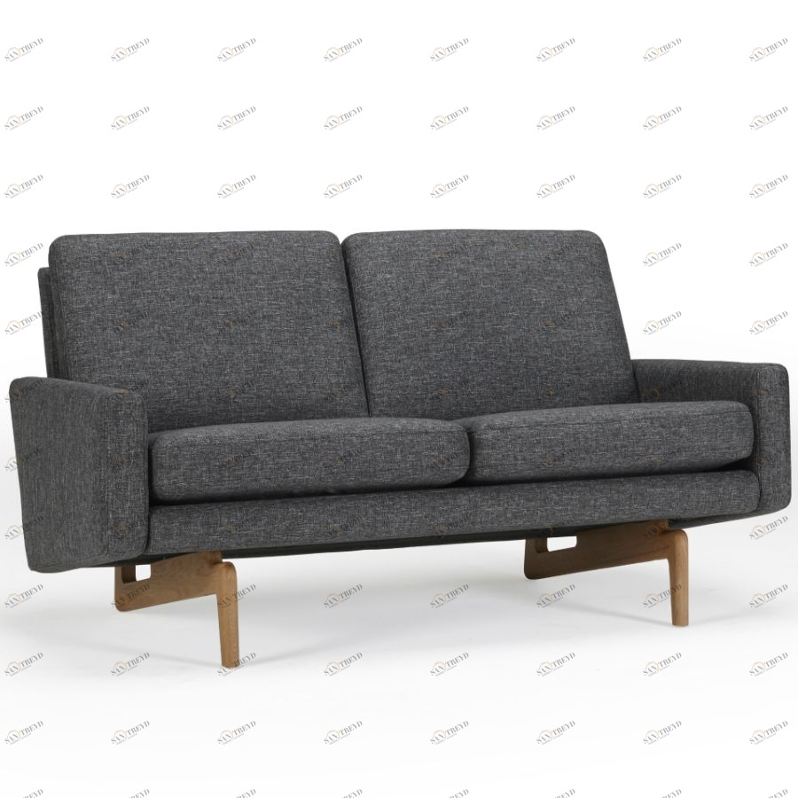 Диван двухместный Egsmark с мягкими подлокотниками, лакированный дуб, темно-серый Kragelund 20002202248