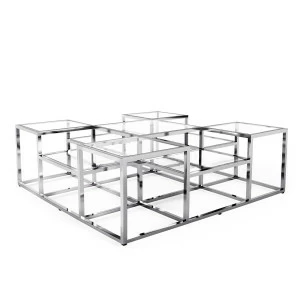 Журнальный столик со стеклянной столешницей 120х120 хром Astoria DELIGHT COLLECTION  00-3882222 Прозрачный;хром