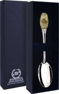 10607227 Аргента (Россия) Ложка чайная с логотипом "Телец" ч/п +футляр Серебро 925
