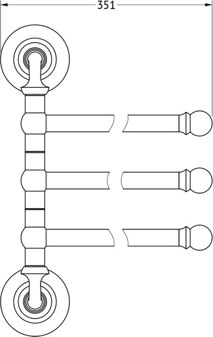 STI 411 Держатель полотенец поворотный тройной 35 cm 3SC STILMAR ANTIQUE SILVER Treesseci 3SC - Вид №1