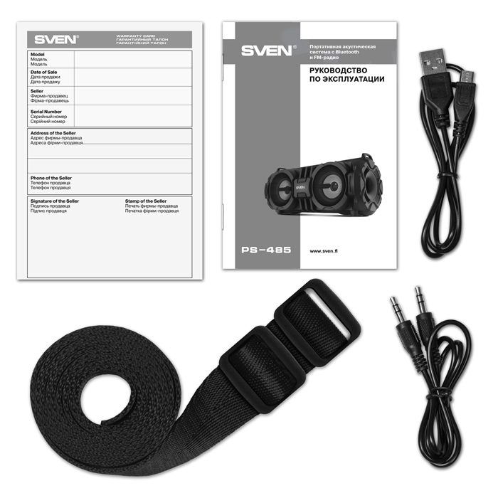 SV-017408 ps-485, черный (28 вт, bluetooth, fm, usb, microsd, led-дисплей, 2х2000ма*ч) Sven Santreyd  - Вид №7