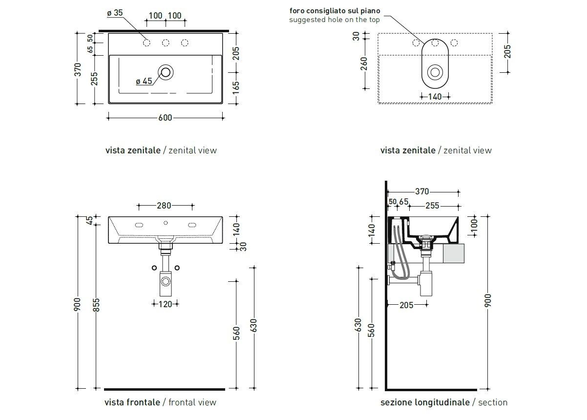 Керамическая прямоугольная столешница Ceramica Flaminia AppLight ARCH-00118551 - Вид №2