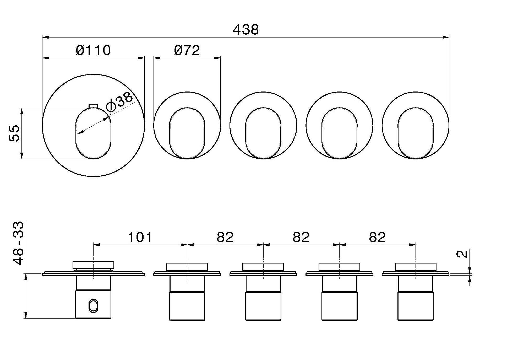 Термостатический смеситель для душа с 5 отверстиями Newform многофункциональные термостаты с 4 выходами ARCH-00101783 - Вид №2
