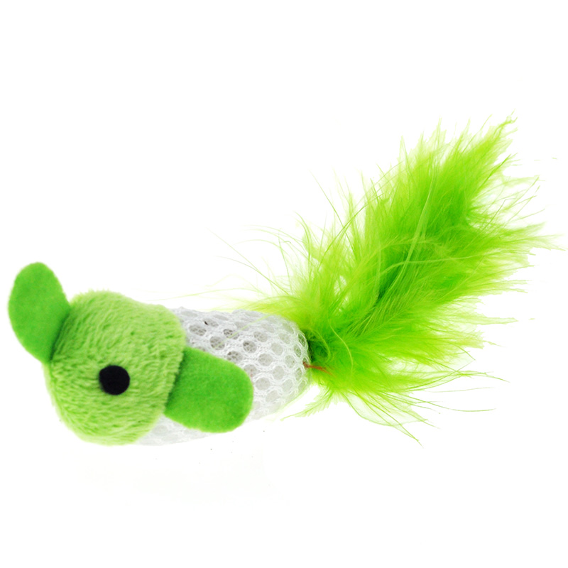 ПР0037769 Игрушка для кошек Bright Набор Рыбки с хвостом из пера 2шт. с кошачьей мятой CHOMPER 