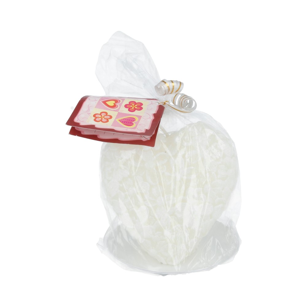 0567 Свеча "Сердце" цветочное 9 см 225 г кремовое Омский Свечной 