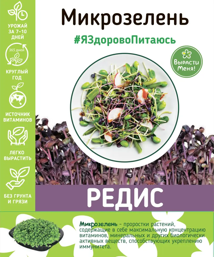 AGRONI — Набор для выращивания микрозелени редиса с витаминным комплексом 83562750