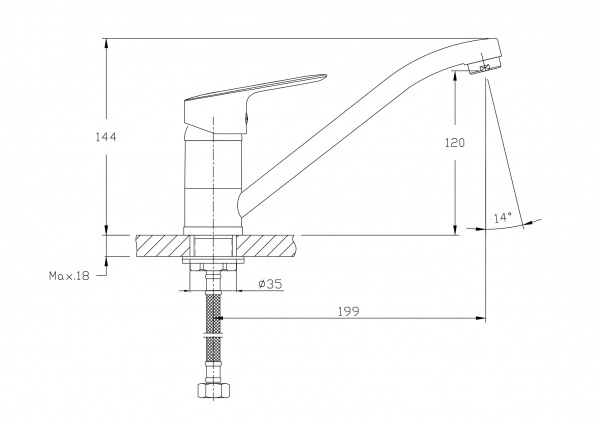 Смеситель для кухни Rush Crete CR3535-26 с поворотным изливом, хром 115233 - Вид №1