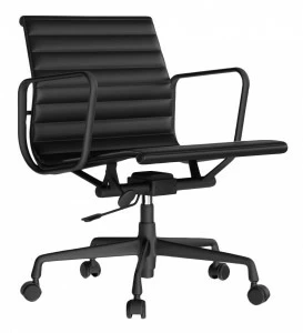 Кресло офисное черное с алюминиевыми подлокотниками Eames Style Ribbed Office Chair EA 117 SOHO DESIGN ДИЗАЙНЕРСКИЕ 00-3886261 Черный