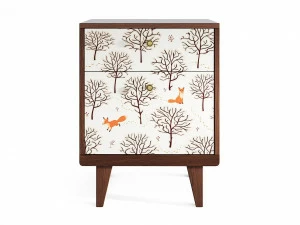 Прикроватная тумбочка дизайнерская дуб с принтом "Деревья" Thimon THE IDEA  210291 Белый;коричневый