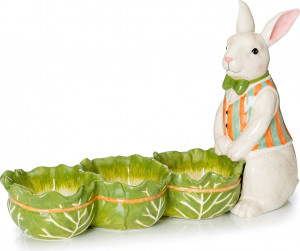 10636600 Lamart Менажница декоративная Lamart "Заяц с капустой" 43x26 см Керамика