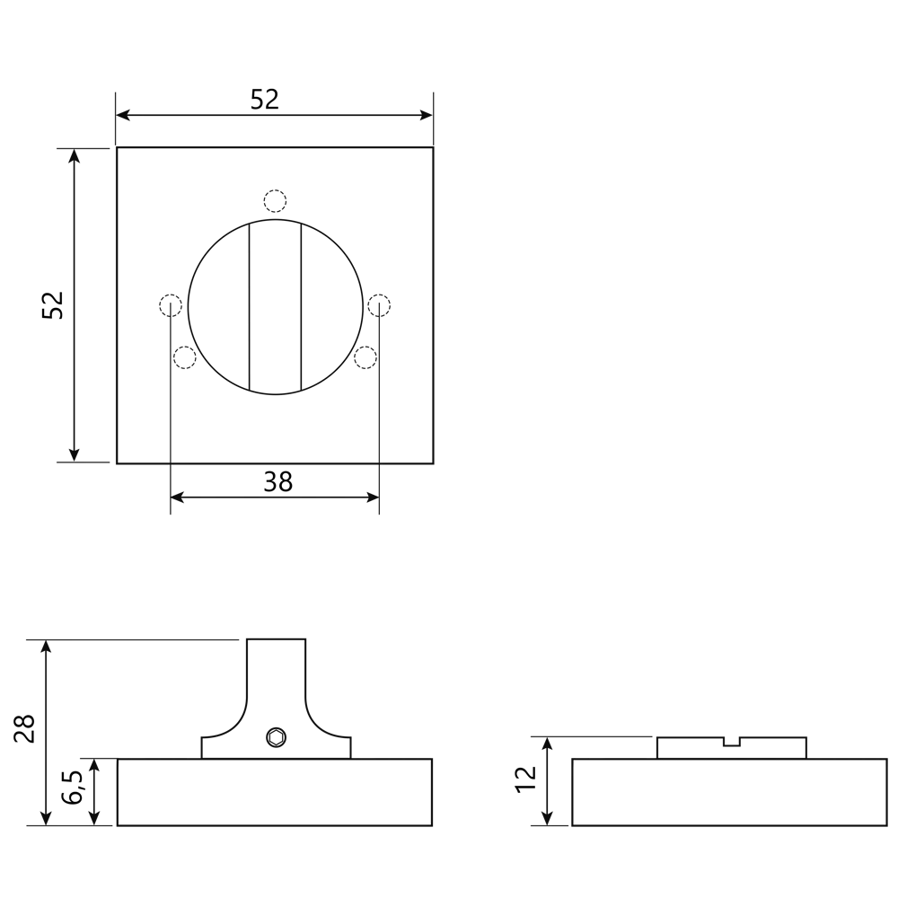 Завертка дверная квадратная Armex WC-3003 алюминий цвет черный STLM-2108438 - Вид №4