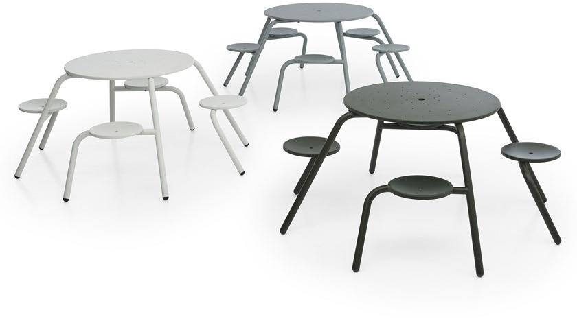 Extremis Круглый металлический стол для пикника со встроенными стульями sun-id-1346887 - Вид №5