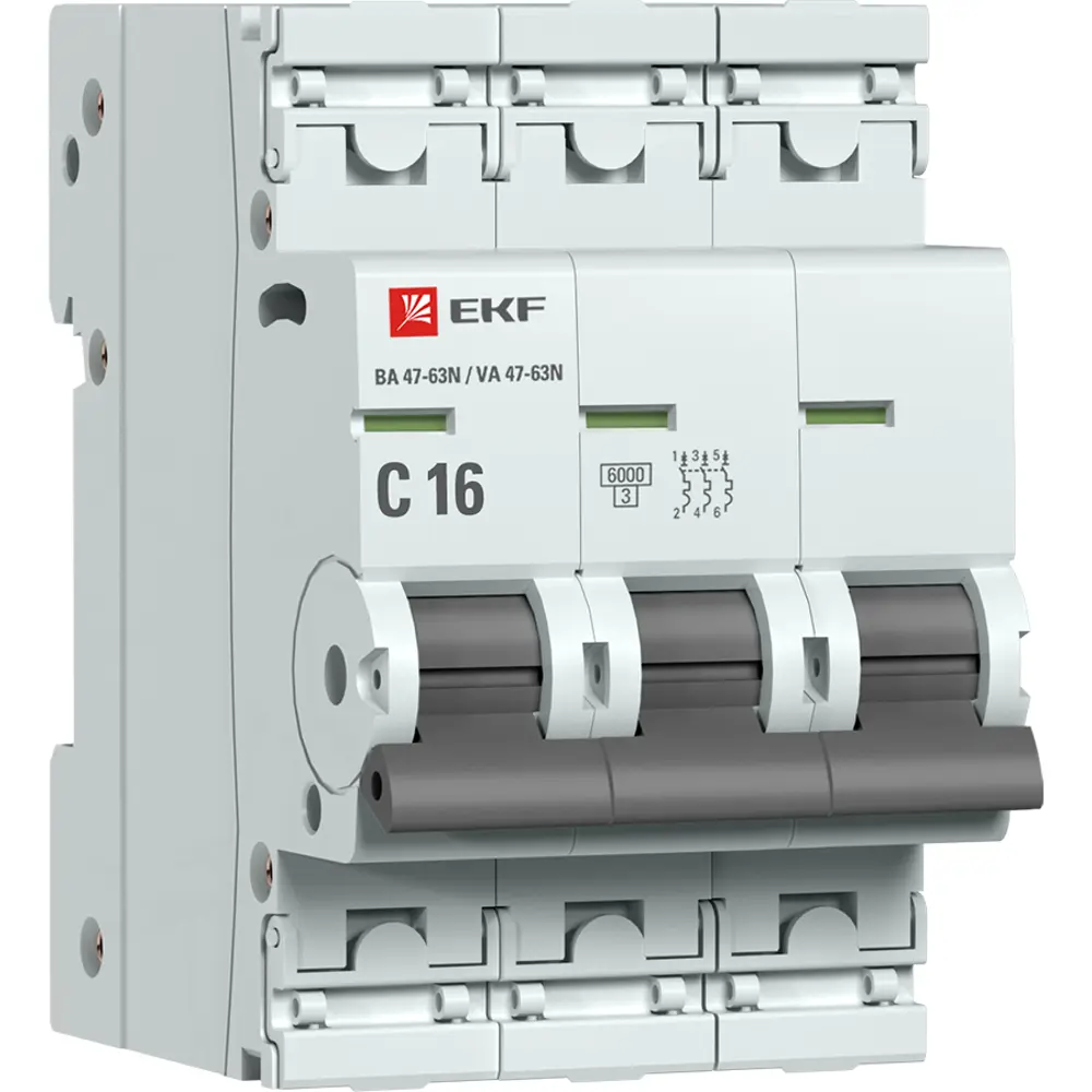 Автоматический выключатель EKF Proxima ВА47-63 3P N C16 А 6 кА STLM-2068295