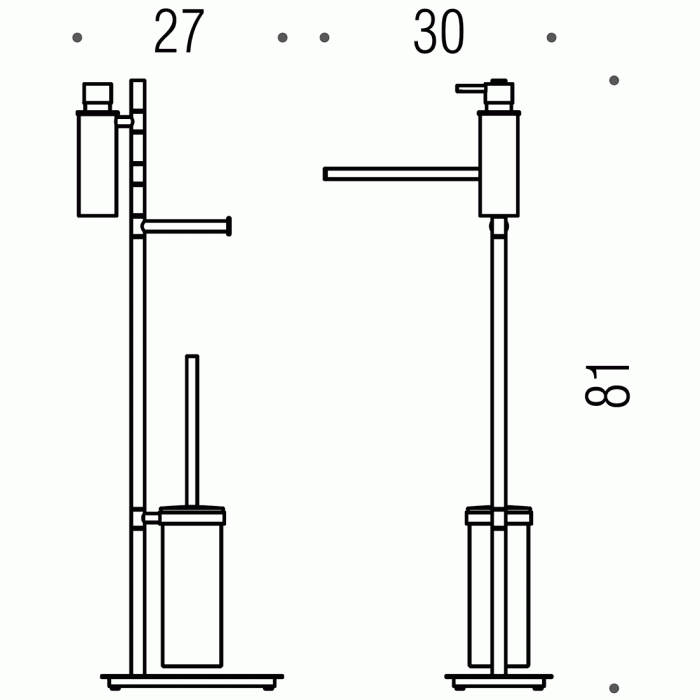 B9918 Стойка напольная с ёршиком, дозатором и держателями COLOMBO SQUARE Colombo Design - Вид №3