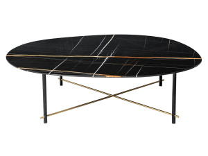 Мраморный низкий круглый журнальный столик