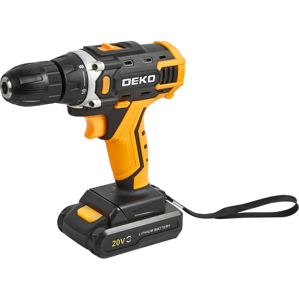Дрель-шуруповерт аккумуляторная Deko DKCD20FU-LI, 20 В Li-ion 1x1.5 Ач 88035735 STLM-2110260 