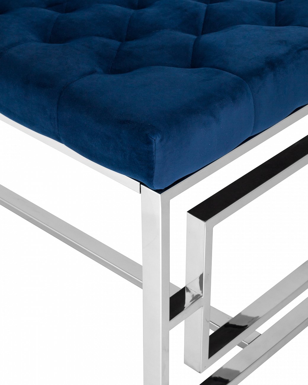 Банкетка-скамейка прямоугольная синяя с серебром "Бруклин" STOOL GROUP ДИЗАЙНЕРСКИЕ 00-3881881 Серебро;синий  - Вид №3