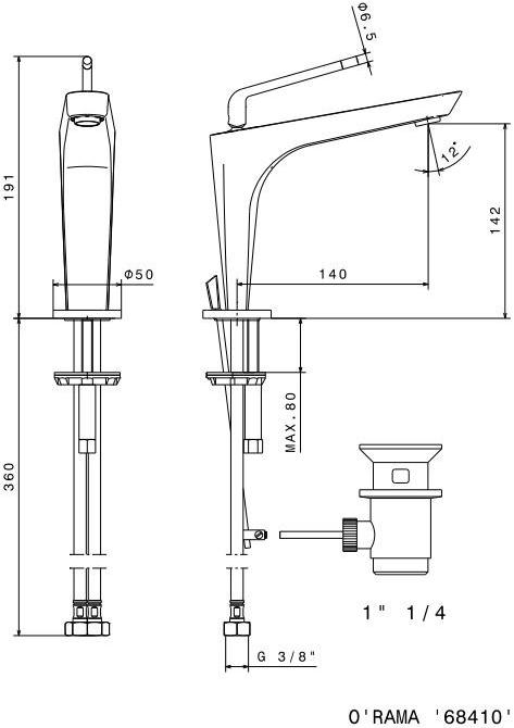 newform Смеситель для раковины на столешницу, одно отверстие O'rama Art. 68410 - Вид №2