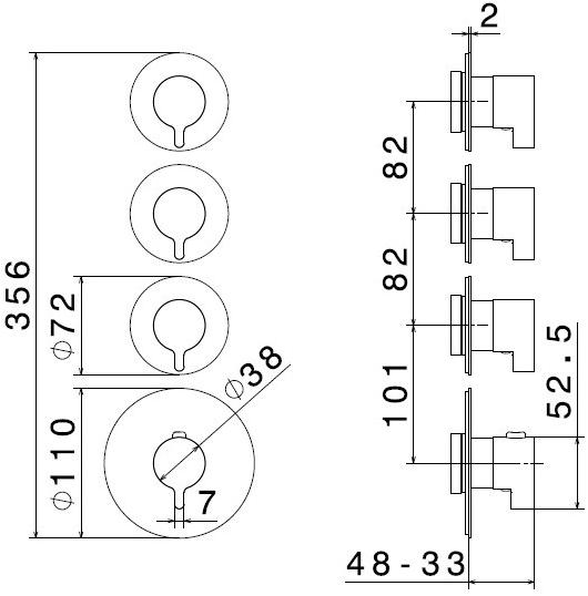 newform Термостатический смеситель для душа Termostatici multiutenza 3 uscite 67620e - Вид №1
