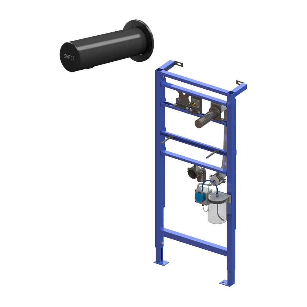 85839 Автоматический чёрниый нержавеющий настенный дозатор мыла, 1 л бачок для мыла, бключая монтажную раму SLR 24, 24 В пост. SANELA 