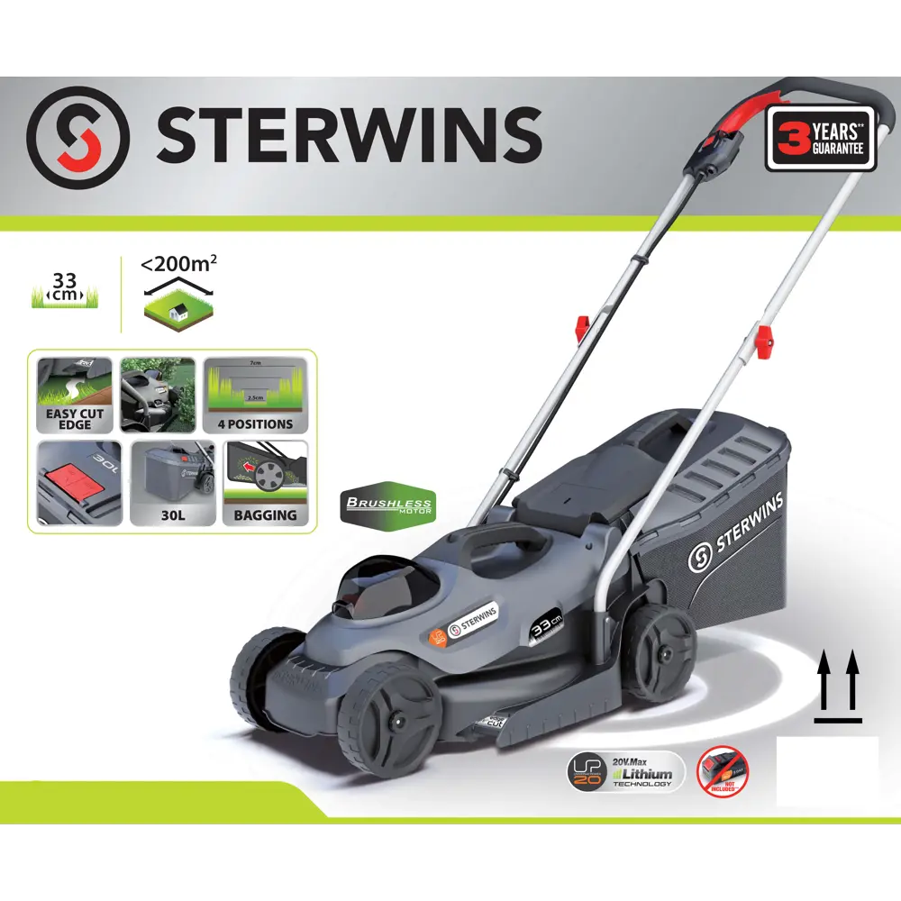 Аккумуляторная газонокосилка STERWINS UP20 с бесщеточным двигателем 33 см 84491625 STLM-0958877 - Вид №12