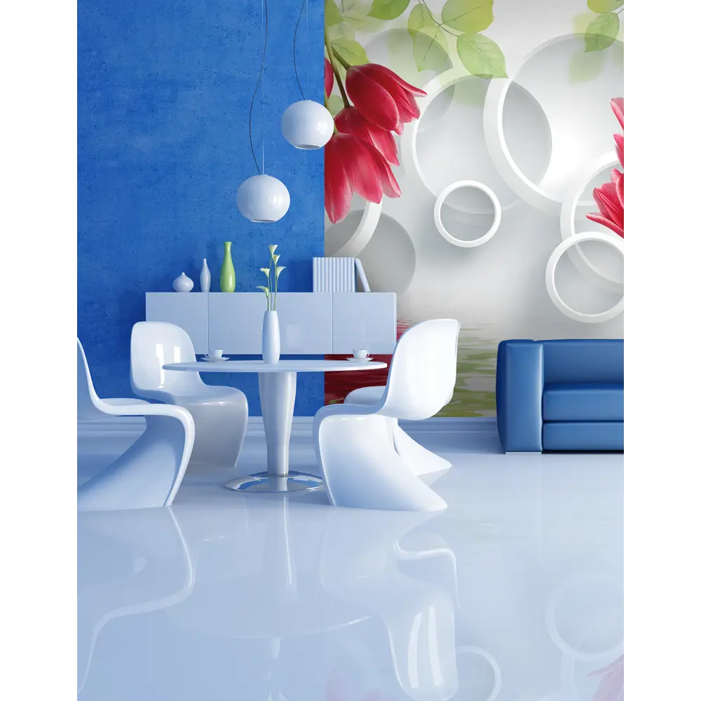 Фотообои 3D Flizart «Красные тюльпаны», флизелиновые, 300x280 см 82363609 STLM-2196694 FBRUSH - Вид №2