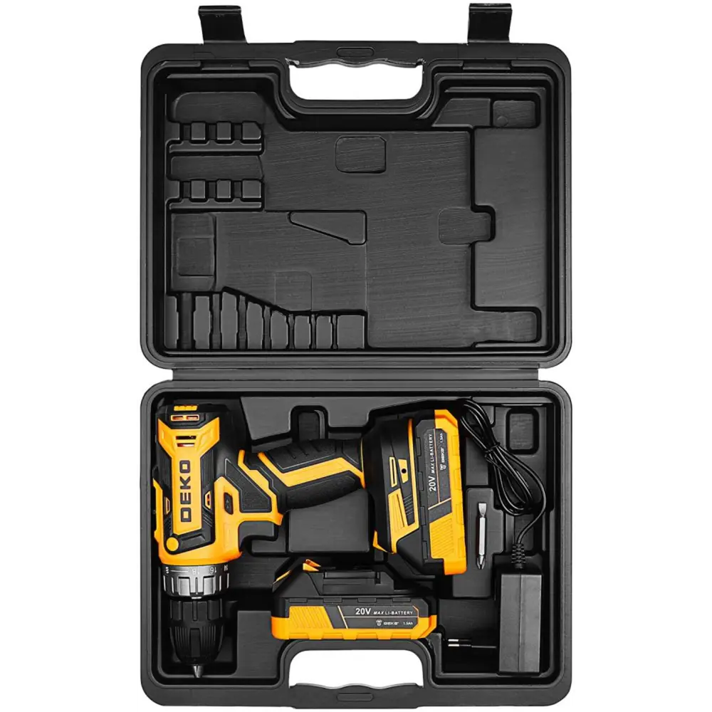 Аккумуляторная дрель-шуруповерт DEKO ZKCD20V с двумя батареями 89372019 STLM-1541104 - Вид №1