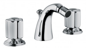 11503 БЕЛЫЙ-12503 ЧЕРНЫЙ Смеситель для биде с тремя отверстиями и сливным клапаном 1,1 / 4 ”. Bongio Fleur Blanc&Noir