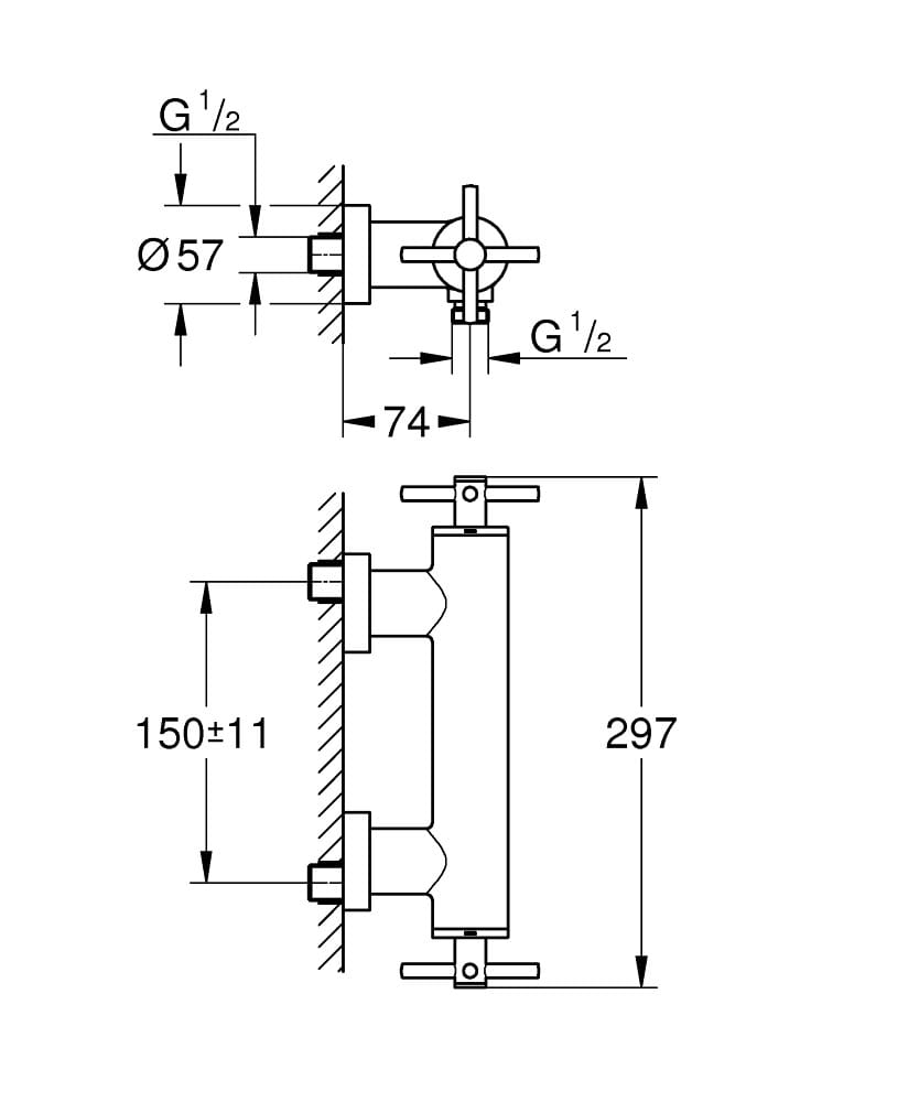 Смеситель для душа с 2 отверстиями и отдельными розетками Grohe Атриум ARCH-00096329 - Вид №2