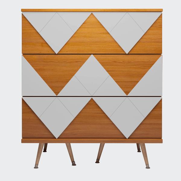 Комод с деревянными ножками и 3 ящиками белый Lady Woo WOODI  00-3965960 Бежевый;дуб сонома;белый  - Вид №4