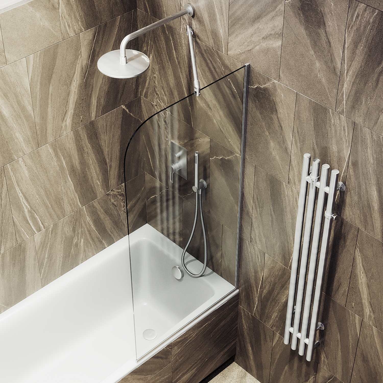 Шторка для ванны в узком профиле ST-142-5у Public Steel