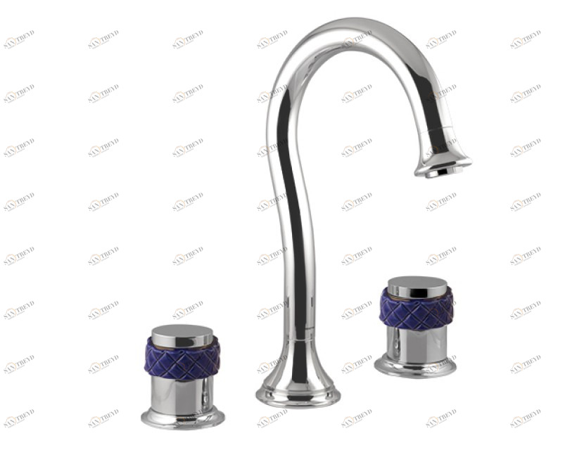 065501.A00.50 Раковина с тремя отверстиями из синего фарфора Яркий хром Mestre 