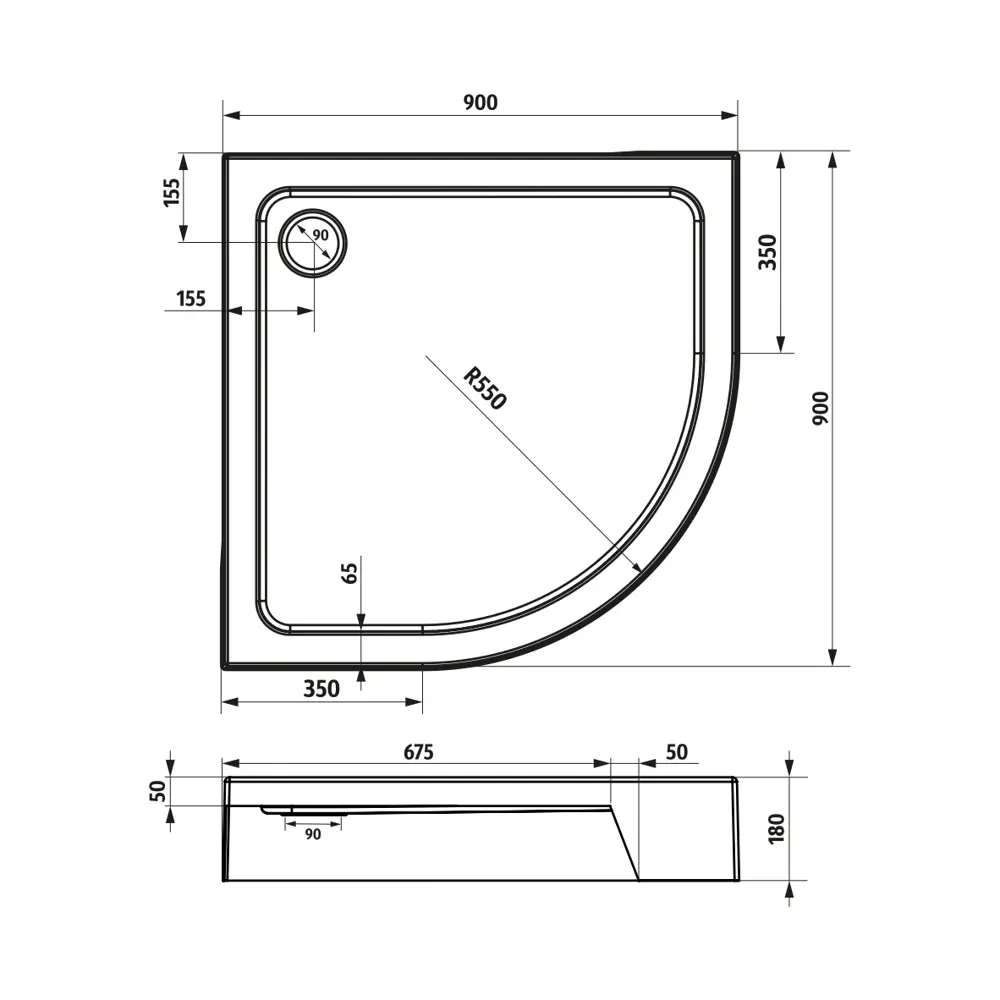 Душевой поддон SENSEA Basic угловой 90×90 см - компактное решение для санузла 82658173 STLM-0033006 - Вид №6
