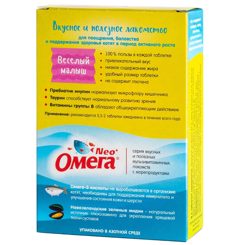 ПР0051266 Витаминное лакомство для котят «Веселый малыш» с пребиотиком и таурином Омега Neo+  - Вид №1