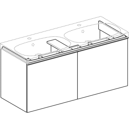 500.613.01.2 Шкафчик для двойной раковины Geberit Acanto, с двумя выдвижными ящиками и сифоном Geberit  - Вид №1