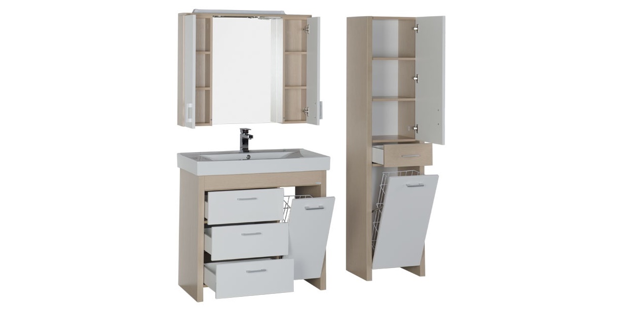 Комплект мебели Aquanet Тиана 90 светлый дуб 00177139 - Вид №2