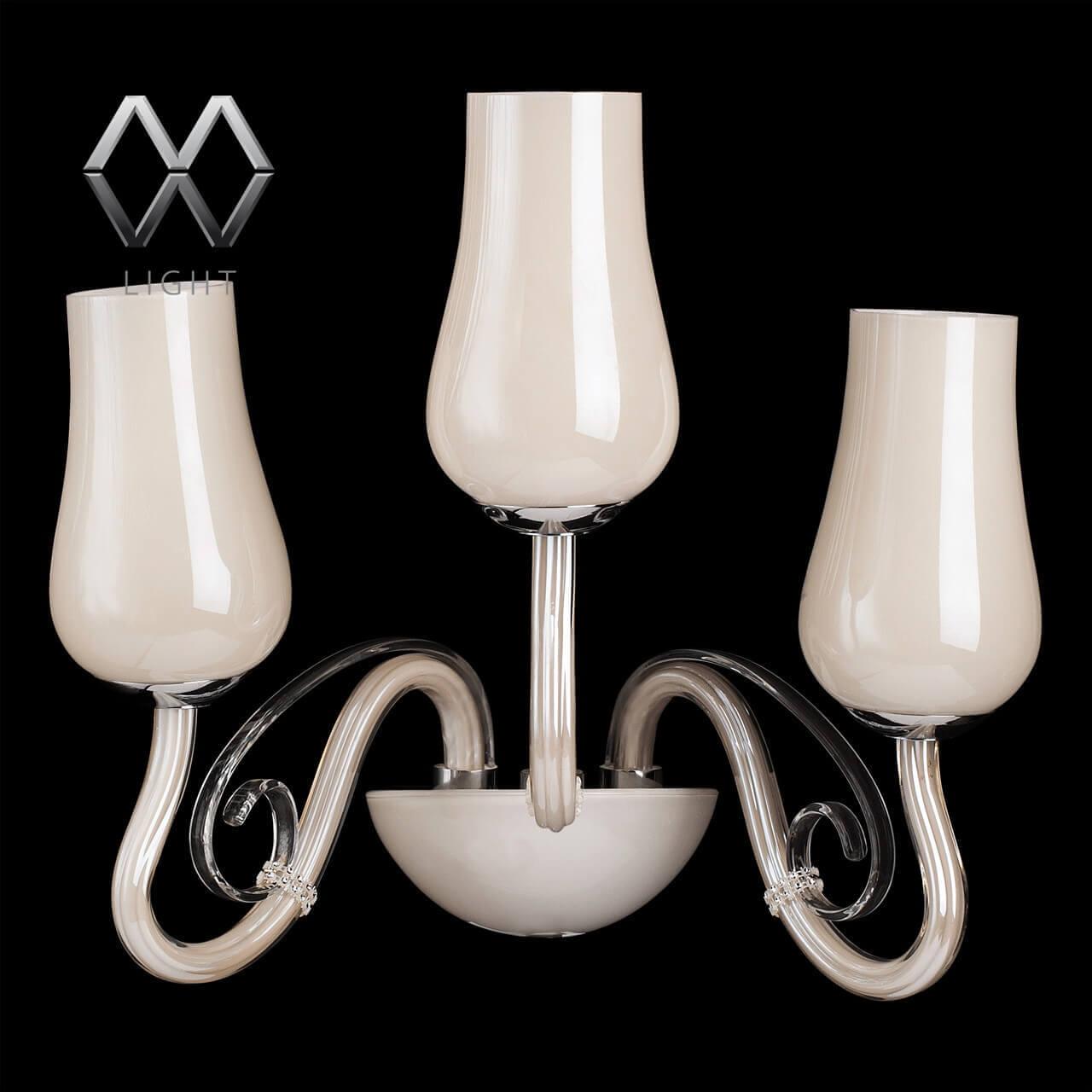 Бра со стеклянным плафоном на 3 лампы бежевое "Элла 2" 483020503 MW-LIGHT ФЛОРИСТИКА 00-3931876 Бежевый  - Вид №1