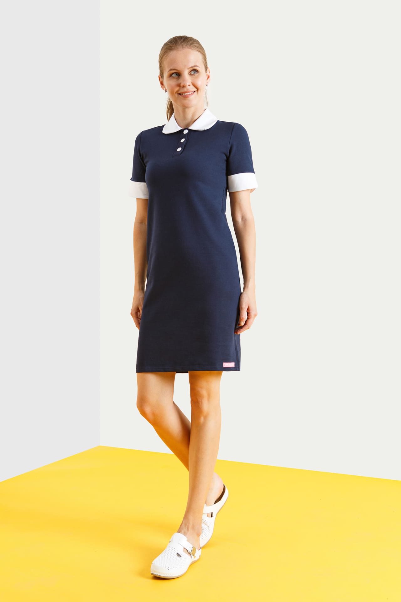 64658 Платье-поло трикотажное цвет NAVY (темно-синий) GRACE  Одежда для обслуживающего персонала  размер 46 (M)  - Вид №2