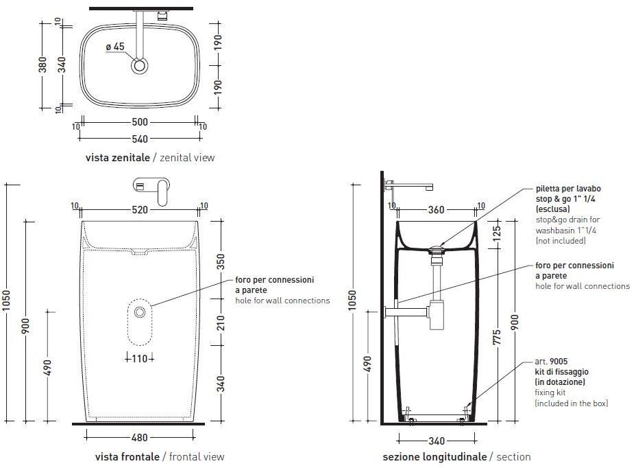 Fg52p/fg52c Подвесная раковина настенная овальная Ceramica Flaminia Flag белая - Вид №4
